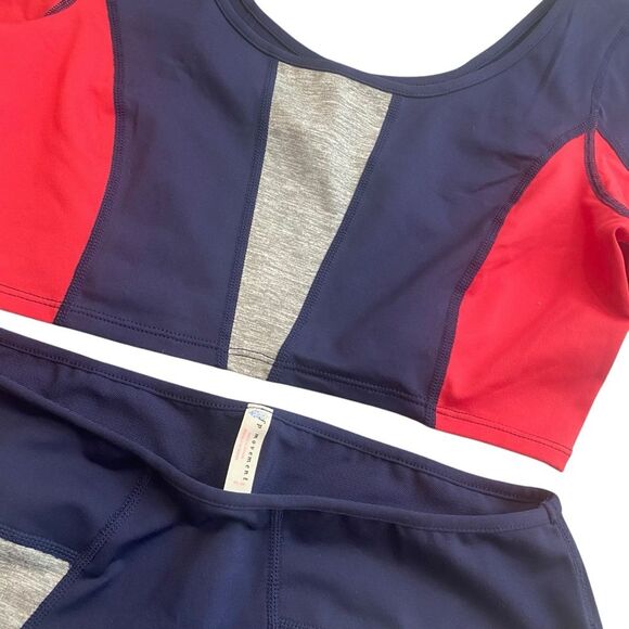 Free People Women’s M Workout Set Blue Red Colorblock Sporty Athletic Hiking NWT - Picture 6 of 6